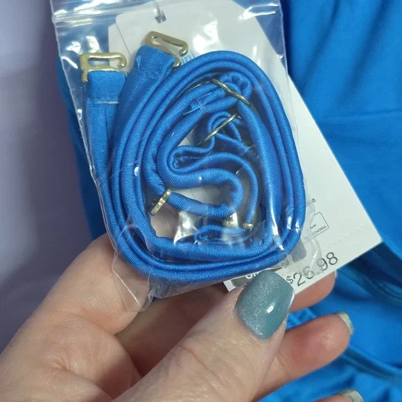 Time and Tru Vibrant Blue One-Piece Swimsuit w Detachable Straps - Picture 5 of 6